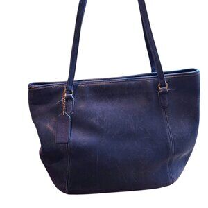 Coach 9998 Navy Blue Large Framed Pouch Shoulder Bag Purse Hangtag Distressed